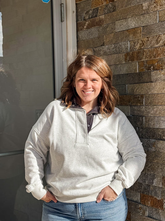 Heather Grey Thermal Contrast Sweatshirt - Modern Creek Boutique