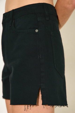 Hidden Black Side Slit Mom Shorts - Modern Creek Boutique