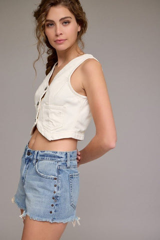 Hidden Medium Wash Rivet Shorts - Modern Creek Boutique