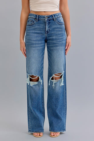 Hidden Mid Rise Dark Wash Dad Jean - Modern Creek Boutique