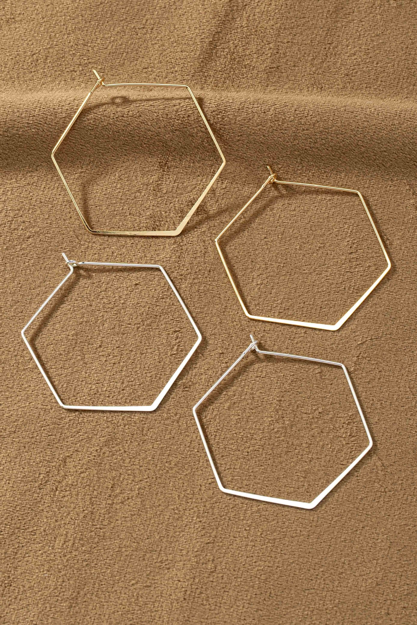 Thin Wire Hexagon Hoop Earrings