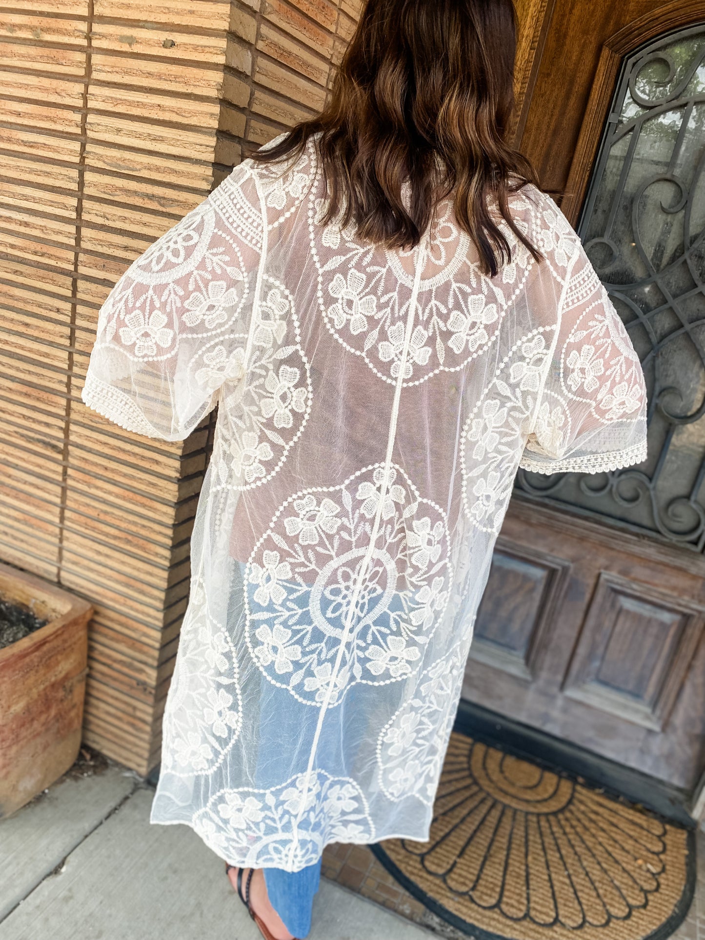 Seven Wonders Ivory Cotton Lace Kimono