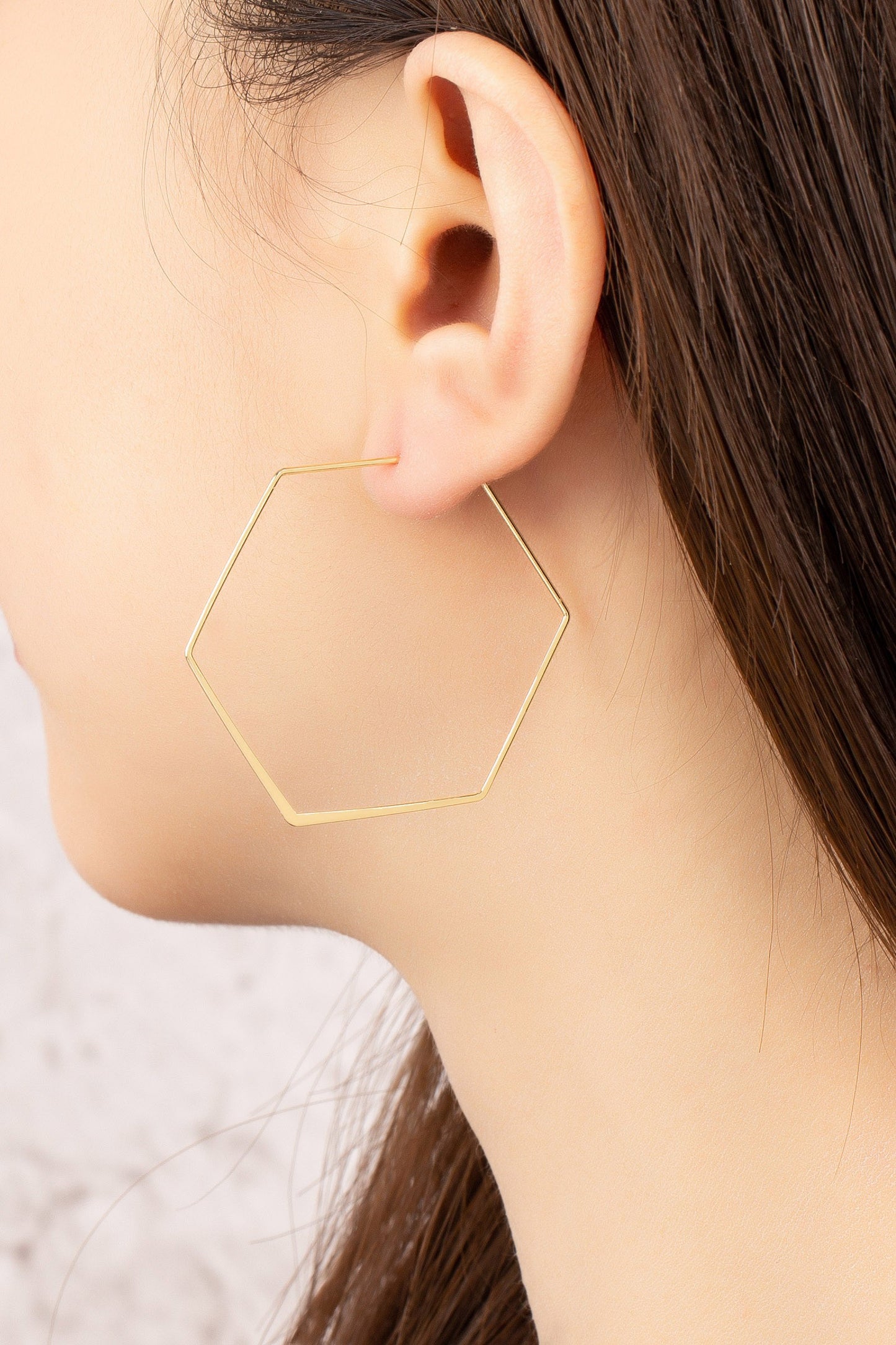 Thin Wire Hexagon Hoop Earrings