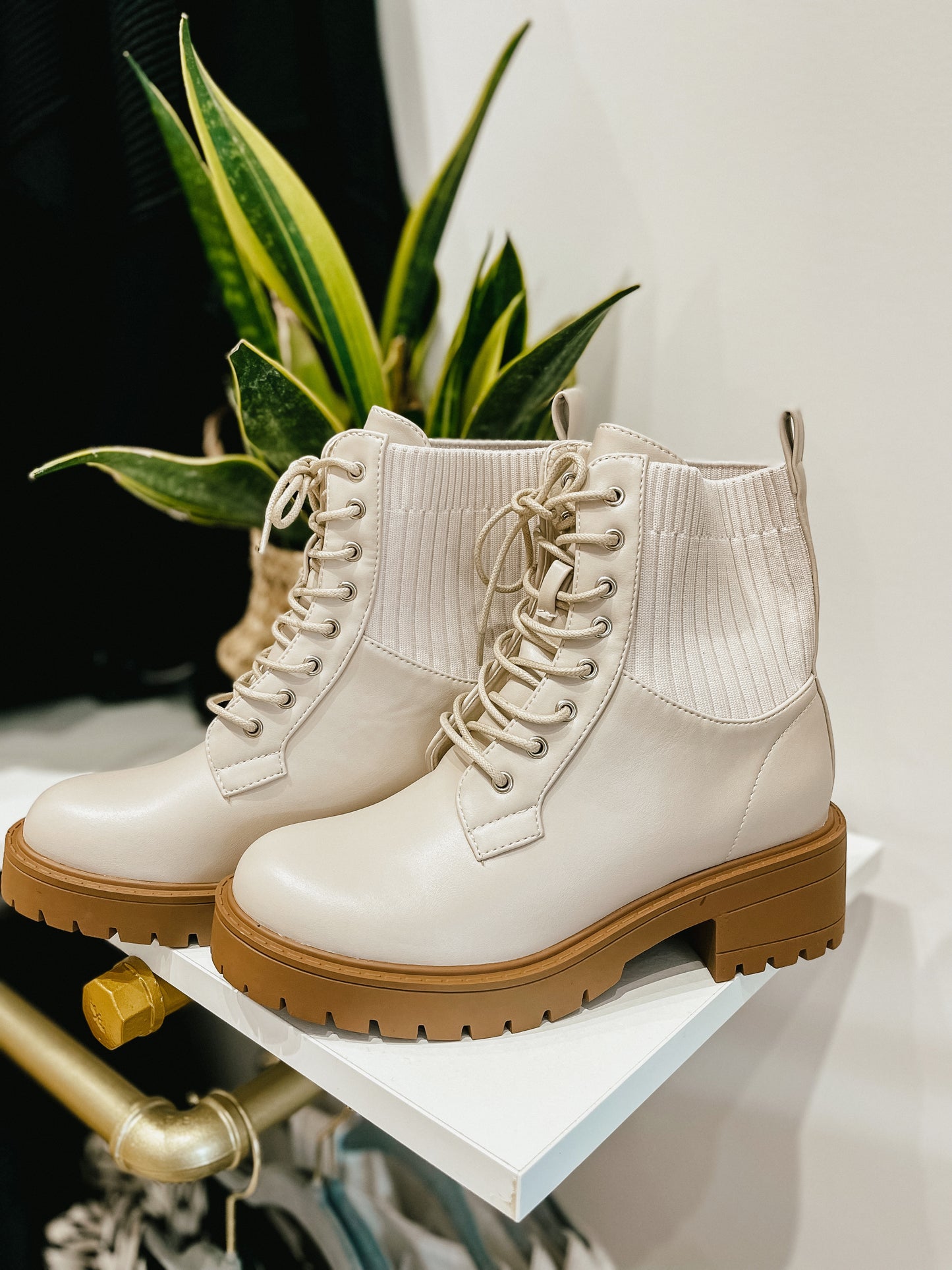 Constance Ivory Combat Boot