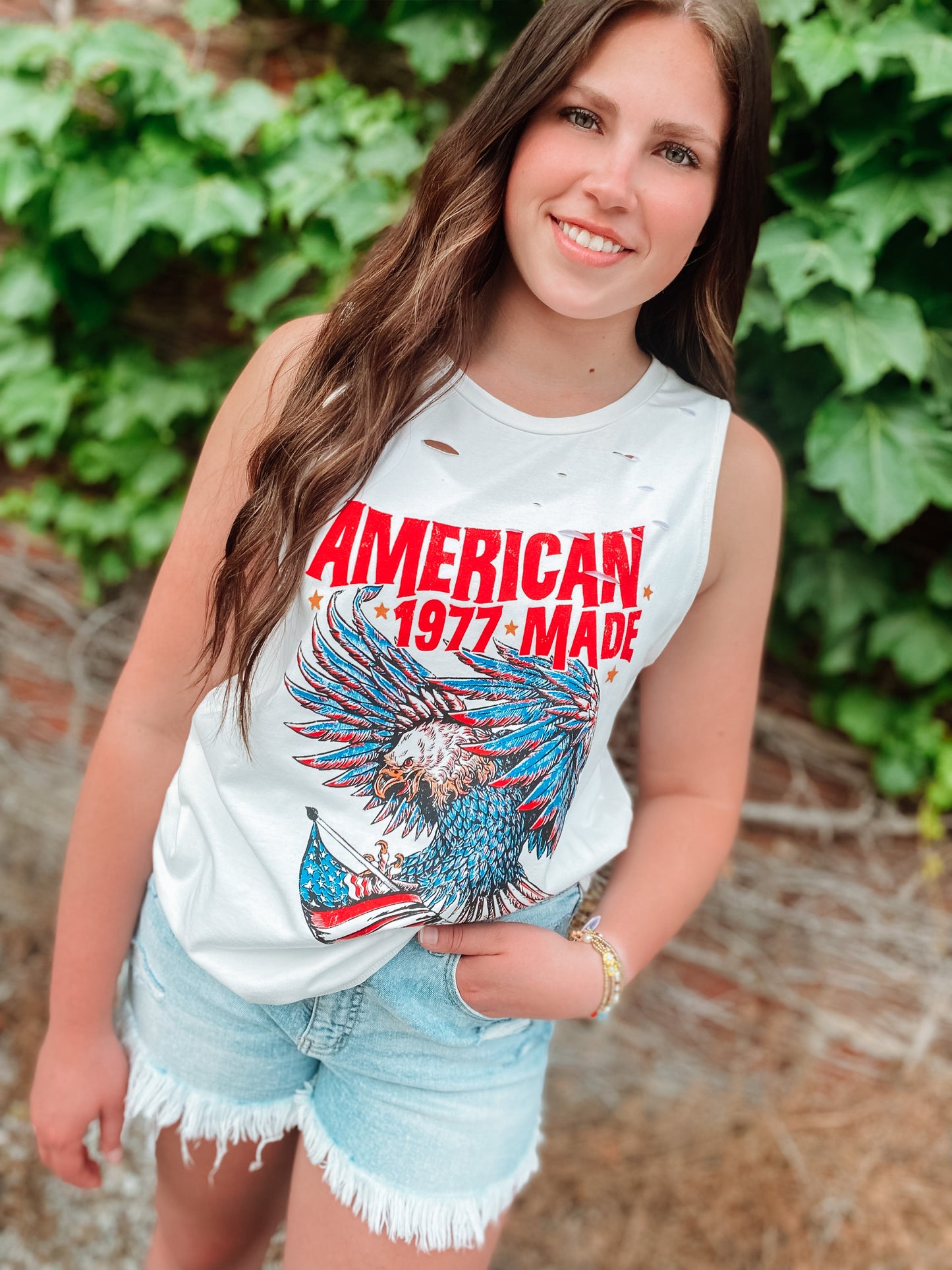 American Made 1977 Ivory Graphic Tank