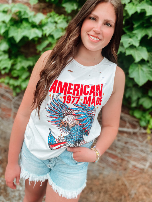 American Made 1977 Ivory Graphic Tank