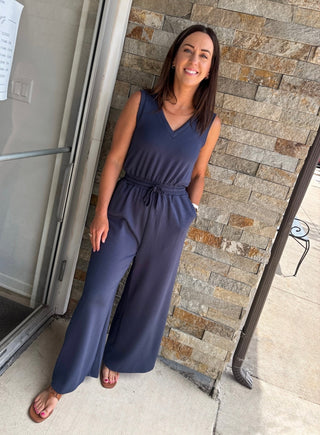 Indigo Modal Wide Leg Jumpsuit - Modern Creek Boutique