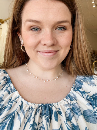 Ivory Blue Floral Tie Top - Modern Creek Boutique