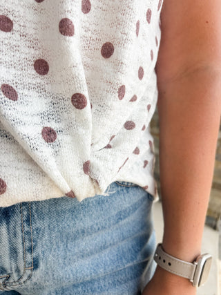 Ivory Chocolate Brown Polka Dot Top - Modern Creek Boutique