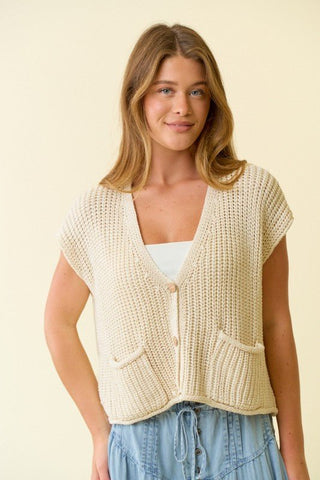Ivory Chunky Stitch Sweater Vest - Modern Creek Boutique