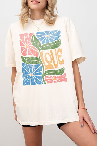 Ivory Flower Love Comfort Colors Graphic Tee - Modern Creek Boutique