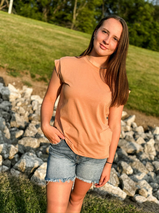 Keep It Simple Latte Cap Sleeve Tee - Modern Creek Boutique