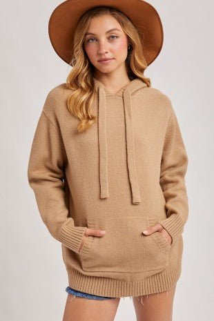 Latte Front Pocket Sweater Hoodie - Modern Creek Boutique