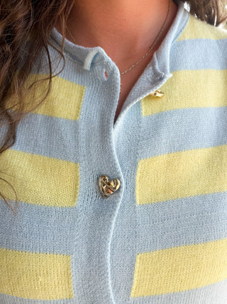 Light Blue and Yellow Striped Vest - Modern Creek Boutique