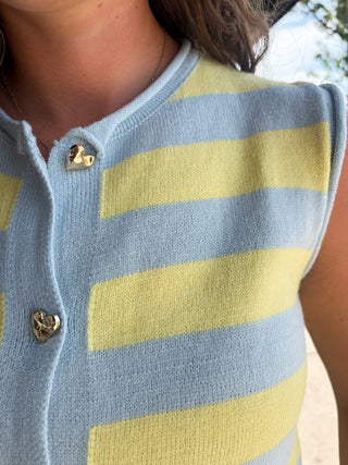 Light Blue and Yellow Striped Vest - Modern Creek Boutique