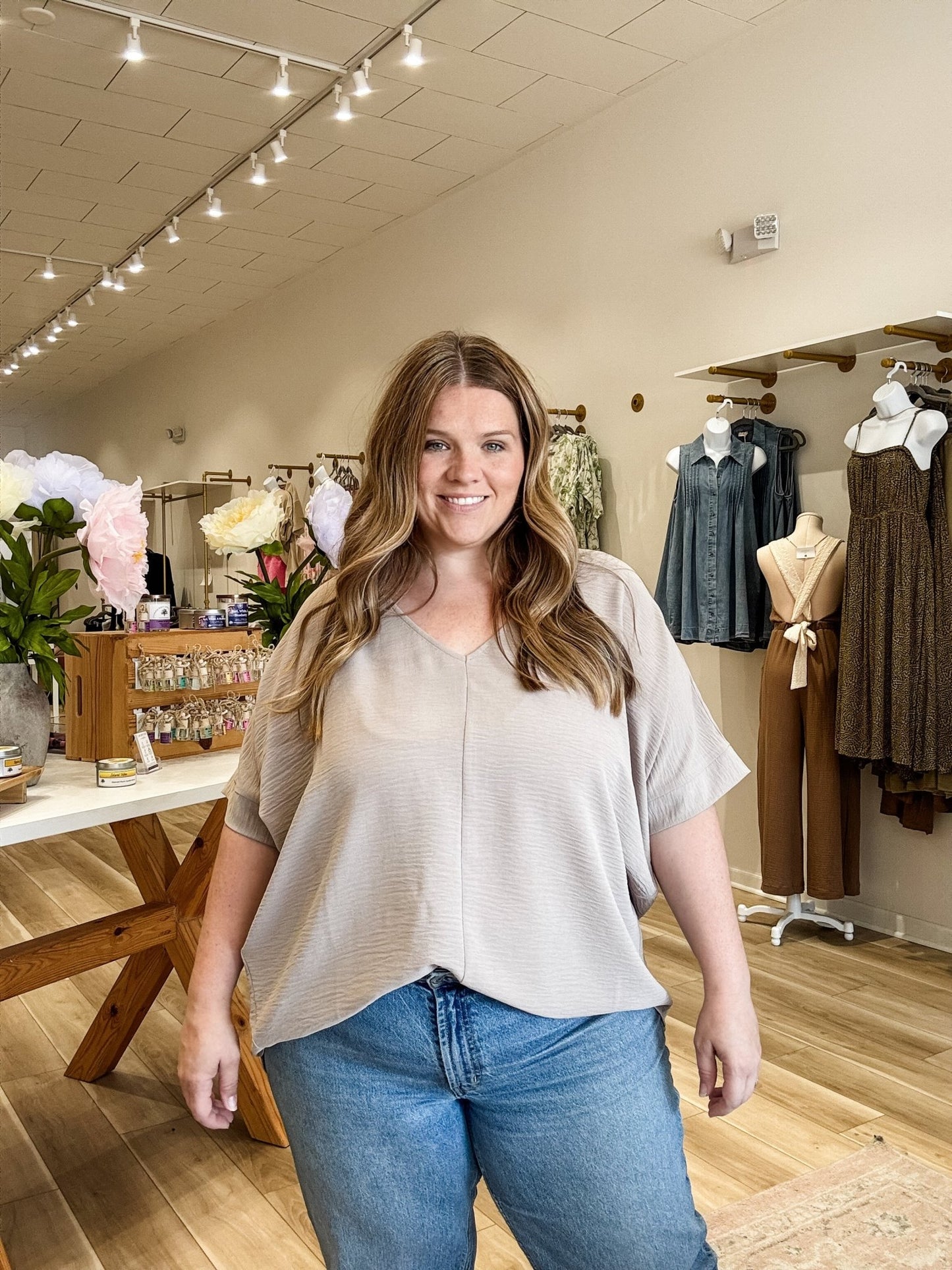 Light Mocha Short Sleeve Dolman Top - Modern Creek Boutique