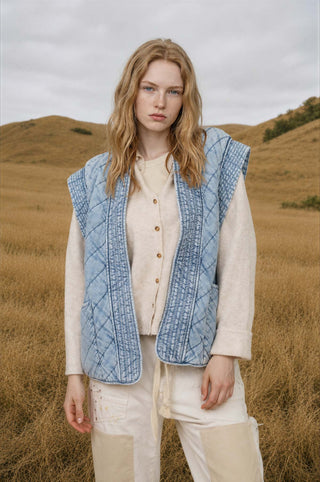 Light Wash Denim Shawl Vest - Modern Creek Boutique