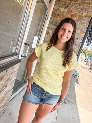 Light Yellow Textured Cap Sleeve Top - Modern Creek Boutique