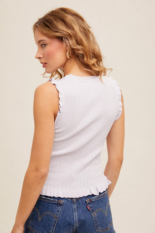 Lilac Ribbed Ruffle Tank Top - Modern Creek Boutique