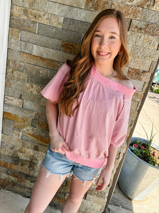 Living On Summer Time Pink Stripe Top - Modern Creek Boutique