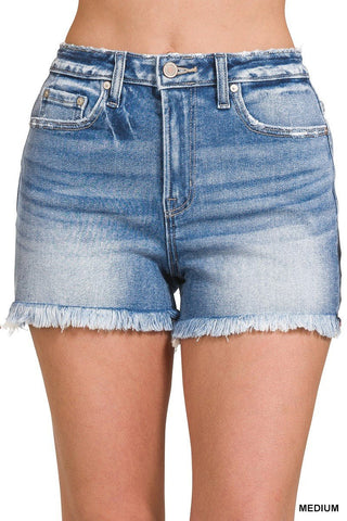Mid Rise Frayed Hem Denim Shorts - Modern Creek Boutique
