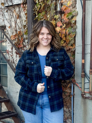 Midnight Plaid Hoodie Shacket - Modern Creek Boutique