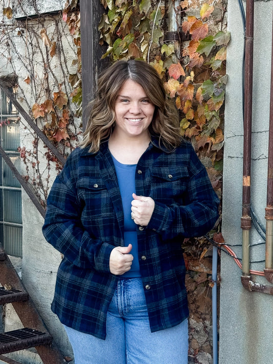 Midnight Plaid Hoodie Shacket - Modern Creek Boutique