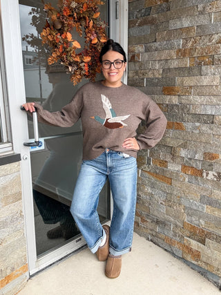 Mocha Mallard Loose Fit Sweater - Modern Creek Boutique