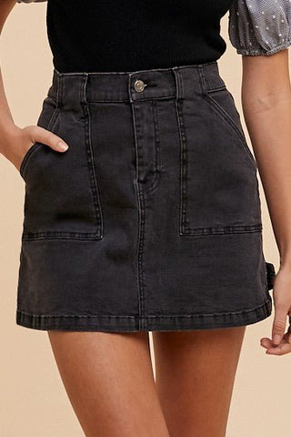 Modern Day Black Cargo Denim Skirt - Modern Creek Boutique