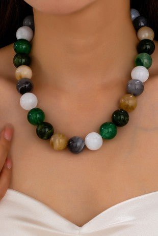 Multicolor Marbled Chunky Bead Necklace - Modern Creek Boutique