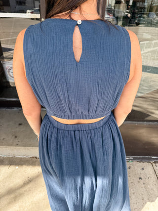 Navy Cut Out Midi Dress - Modern Creek Boutique