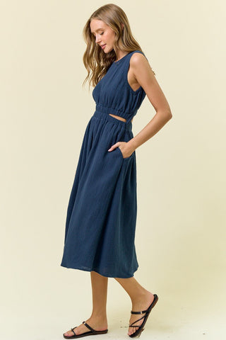Navy Cut Out Midi Dress - Modern Creek Boutique