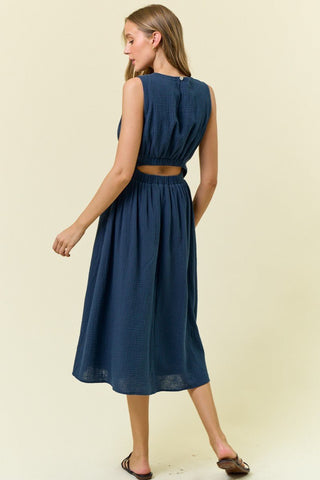 Navy Cut Out Midi Dress - Modern Creek Boutique