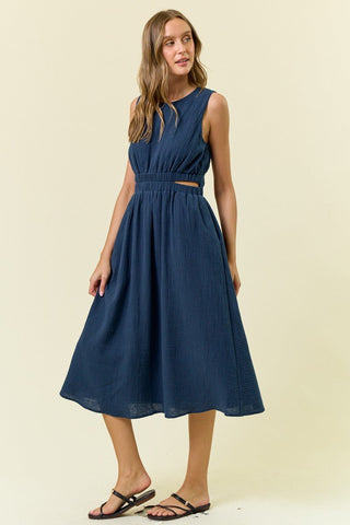 Navy Cut Out Midi Dress - Modern Creek Boutique
