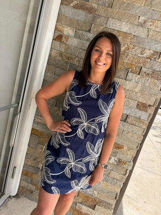 Navy Embroidered Sleeveless Mini Dress - Modern Creek Boutique