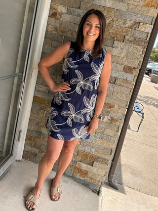 Navy Embroidered Sleeveless Mini Dress - Modern Creek Boutique