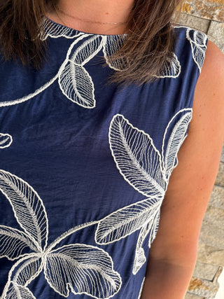 Navy Embroidered Sleeveless Mini Dress - Modern Creek Boutique