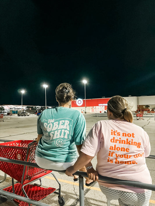 Not Drinking Alone Pink Screen Tee - Modern Creek Boutique