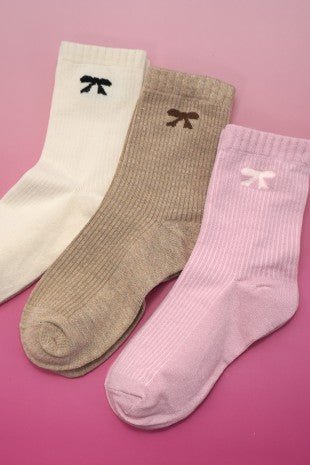 Oatmeal Bow Socks - Modern Creek Boutique