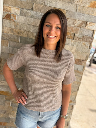 Oatmeal Crewneck Boucle Top - Modern Creek Boutique