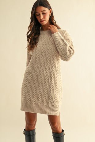 Oatmeal Wool Blend Sweater Dress - Modern Creek Boutique