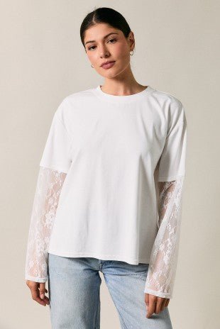 Off White Crew Neck Oversized Tee - Modern Creek Boutique