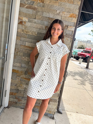 Off White Polka Dot Mini Dress - Modern Creek Boutique