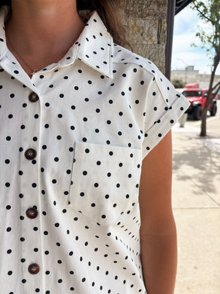 Off White Polka Dot Mini Dress - Modern Creek Boutique