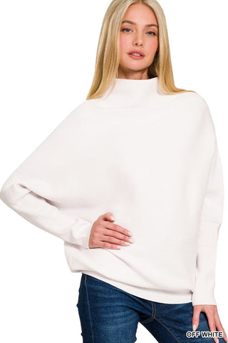 Off White Viscose Mock Neck Sweater - Modern Creek Boutique