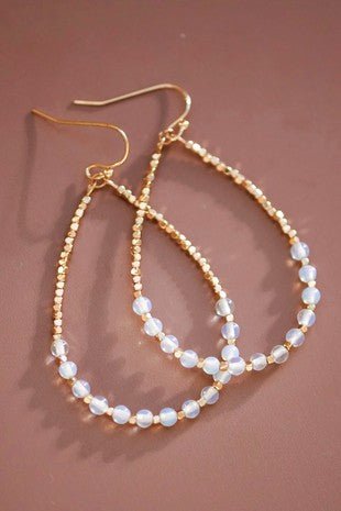 Opal Stone Beaded Tear Drop Earrings - Modern Creek Boutique