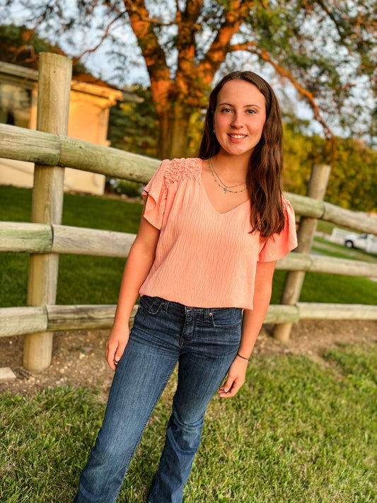 Peachy Perfection Peach Blouse - Modern Creek Boutique