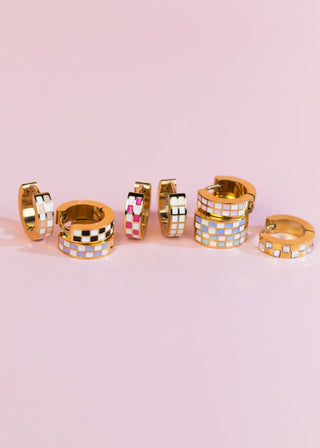 Pierced Co Black/White Checkered Huggies - Modern Creek Boutique
