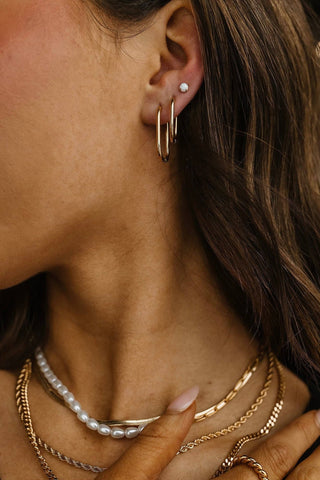 Pierced Co Rectangle Gold Huggies: 14mm - Modern Creek Boutique