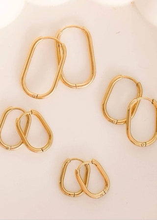 Pierced Co Rectangle Gold Huggies: 14mm - Modern Creek Boutique